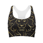 Gold And Black Leo Sign Print Women's Sports Bra