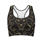 Gold And Black Leo Sign Print Women's Sports Bra
