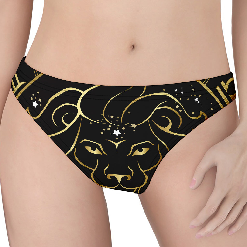 Gold And Black Leo Sign Print Women's Thong