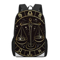 Gold And Black Libra Sign Print 17 Inch Backpack