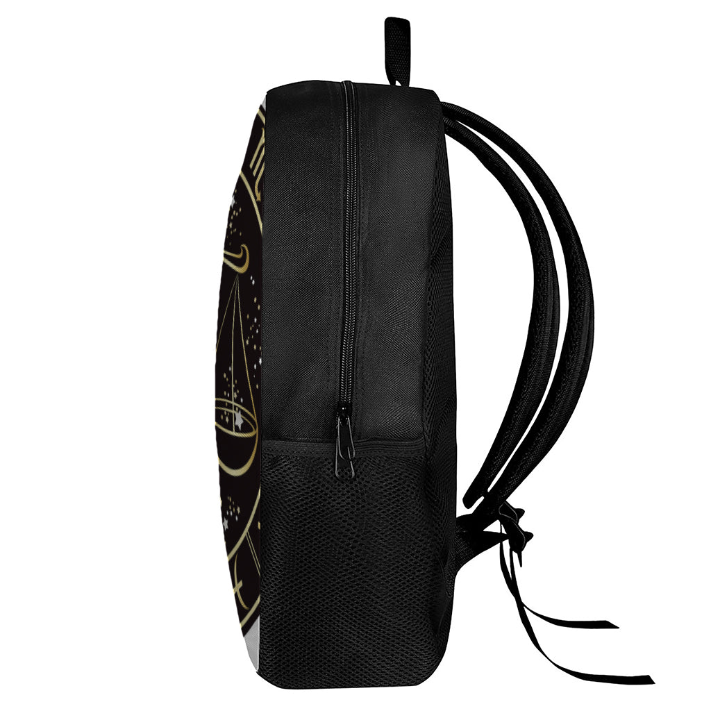 Gold And Black Libra Sign Print 17 Inch Backpack
