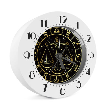 Gold And Black Libra Sign Print Alarm Clock