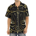 Gold And Black Libra Sign Print Aloha Shirt