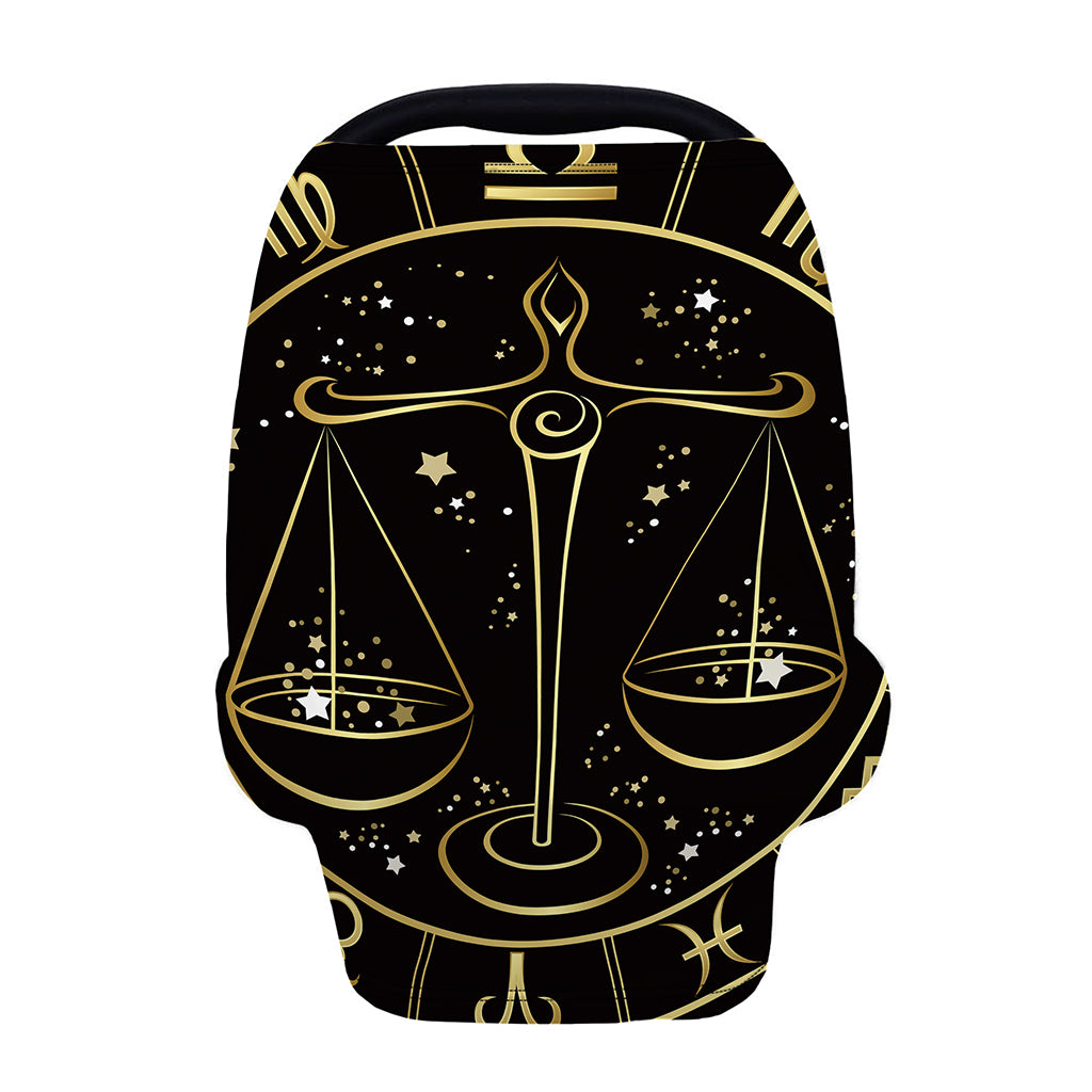 Gold And Black Libra Sign Print Baby Seat Cover