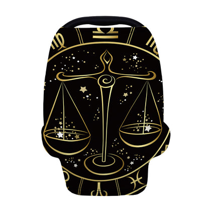 Gold And Black Libra Sign Print Baby Seat Cover