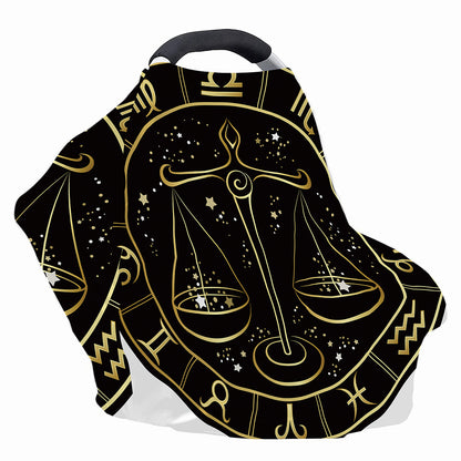 Gold And Black Libra Sign Print Baby Seat Cover