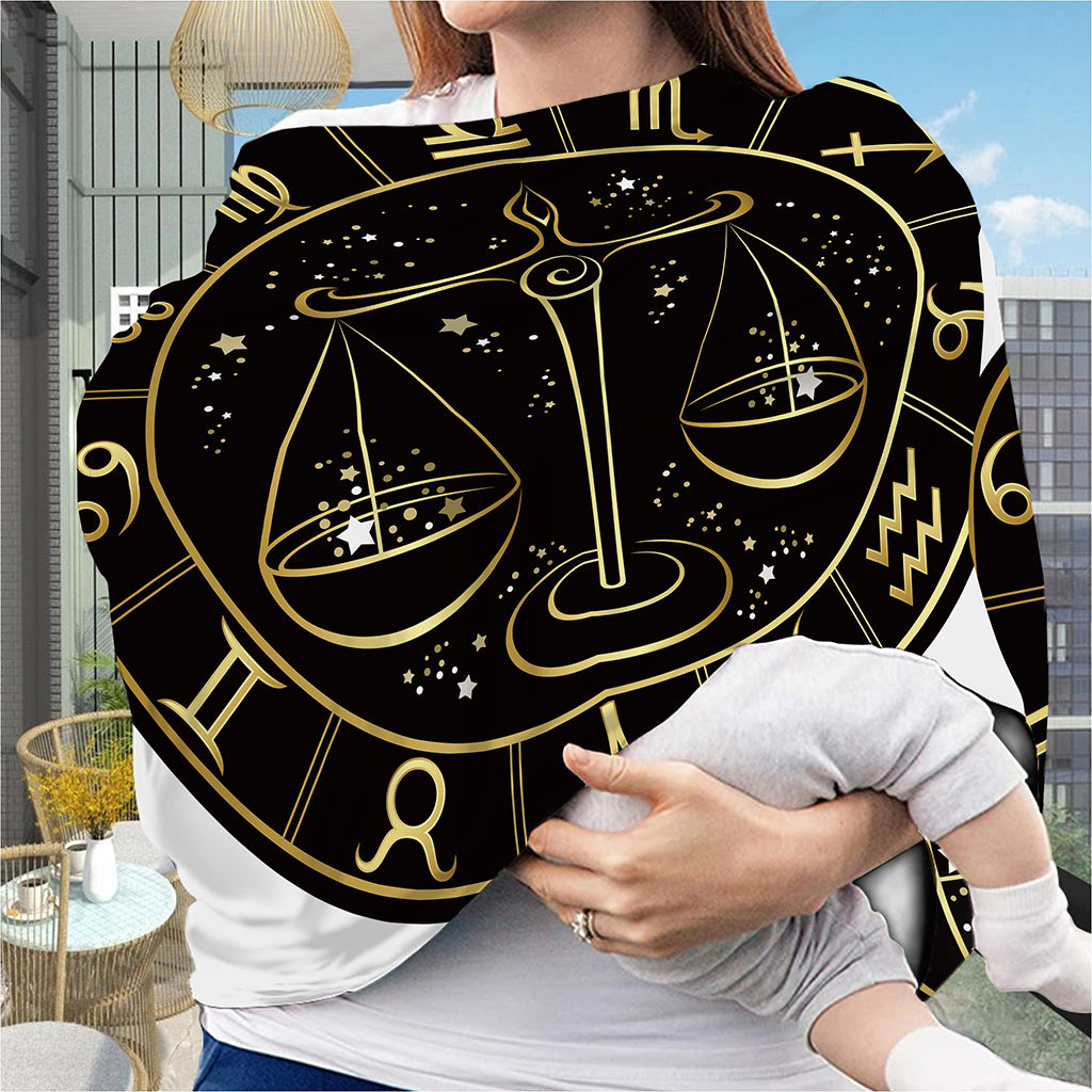 Gold And Black Libra Sign Print Baby Seat Cover