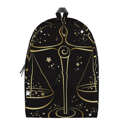 Gold And Black Libra Sign Print Backpack