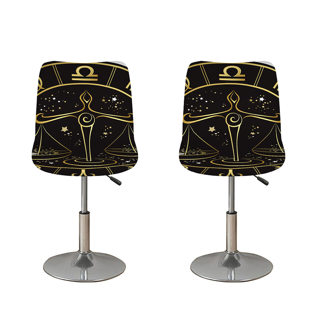 Gold And Black Libra Sign Print Bar Stool Covers