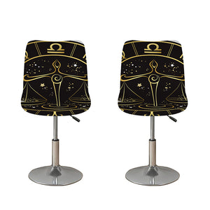 Gold And Black Libra Sign Print Bar Stool Covers