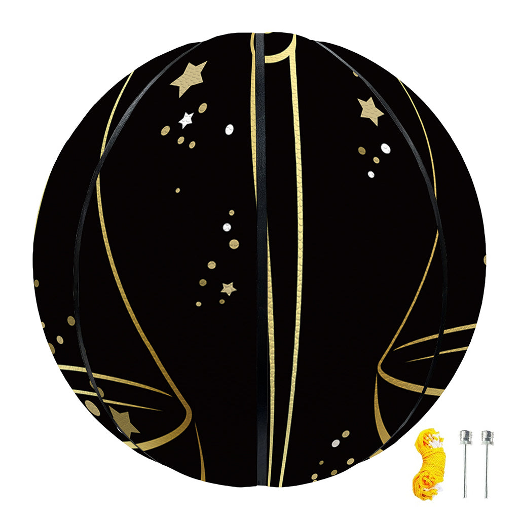Gold And Black Libra Sign Print Basketball
