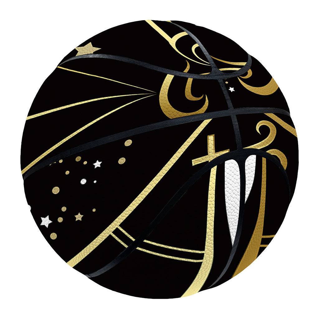 Gold And Black Libra Sign Print Basketball