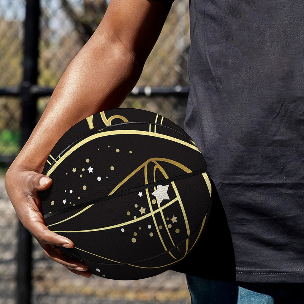 Gold And Black Libra Sign Print Basketball