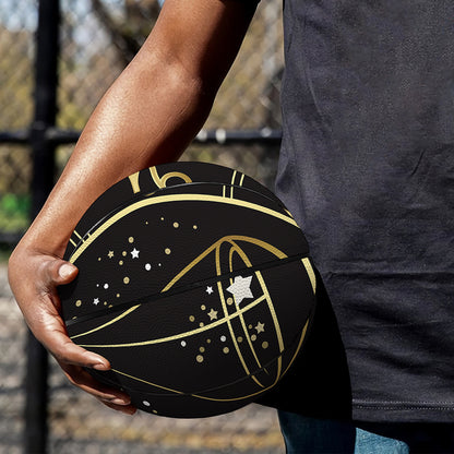 Gold And Black Libra Sign Print Basketball