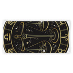 Gold And Black Libra Sign Print Beach Towel