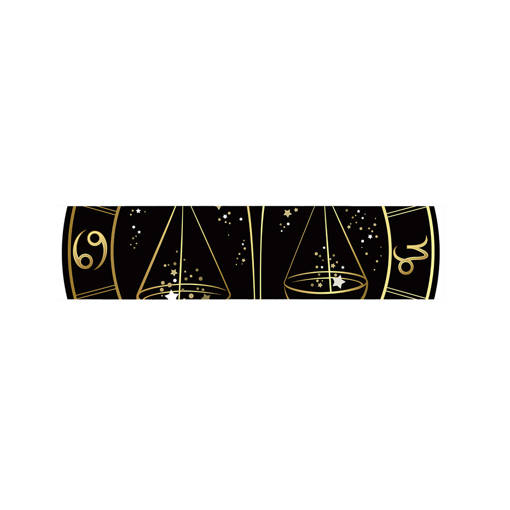 Gold And Black Libra Sign Print Bed Runner