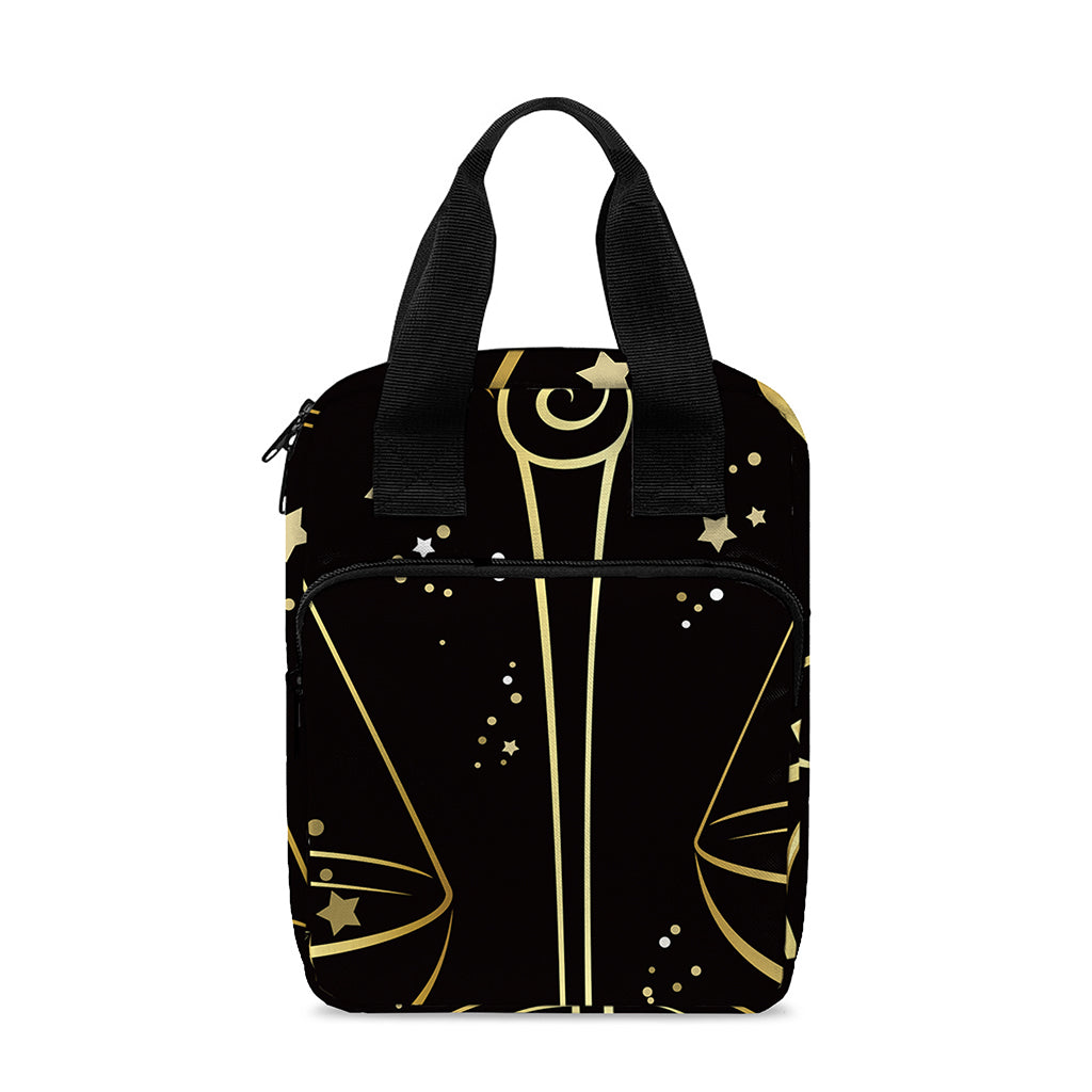 Gold And Black Libra Sign Print Bible Tote Bag