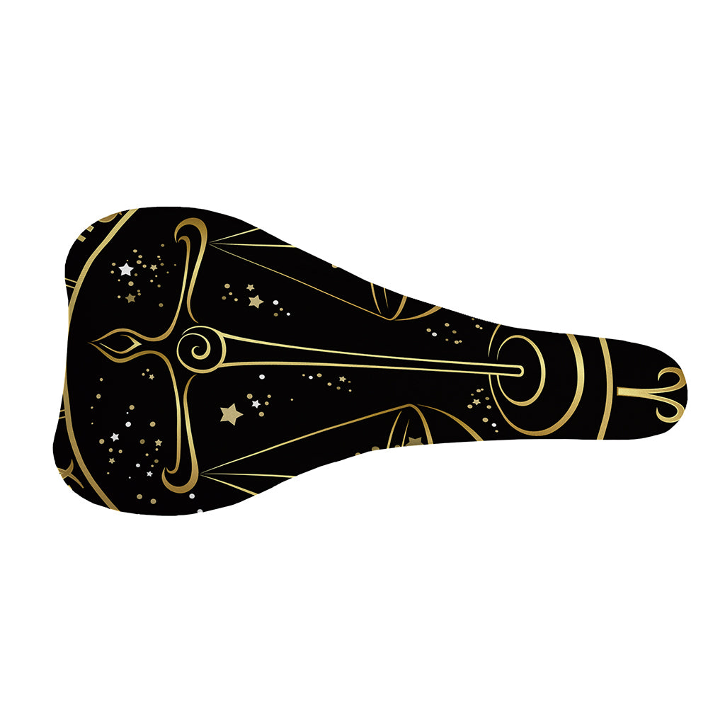 Gold And Black Libra Sign Print Bicycle Seat Cover