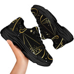 Gold And Black Libra Sign Print Black Chunky Shoes