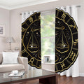 Gold And Black Libra Sign Print Dimout Grommet Curtains