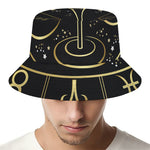 Gold And Black Libra Sign Print Bucket Hat