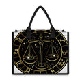 Gold And Black Libra Sign Print Canvas Tote Bag