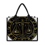 Gold And Black Libra Sign Print Canvas Tote Bag