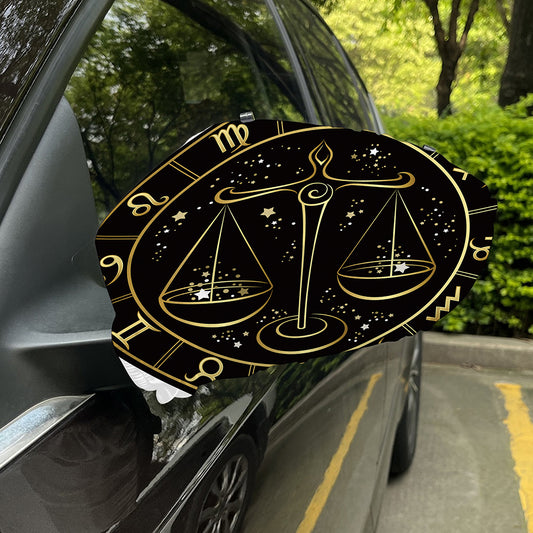 Gold And Black Libra Sign Print Car Side Mirror Covers