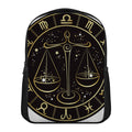 Gold And Black Libra Sign Print Casual Backpack