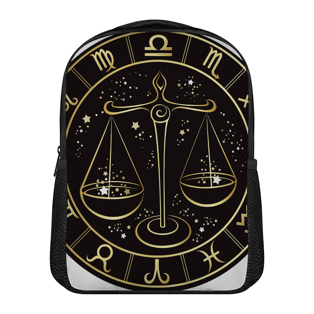 Gold And Black Libra Sign Print Casual Backpack