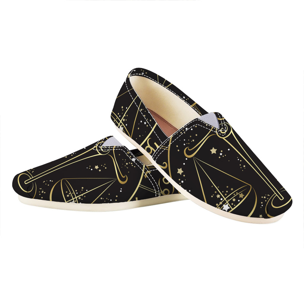 Gold And Black Libra Sign Print Casual Shoes