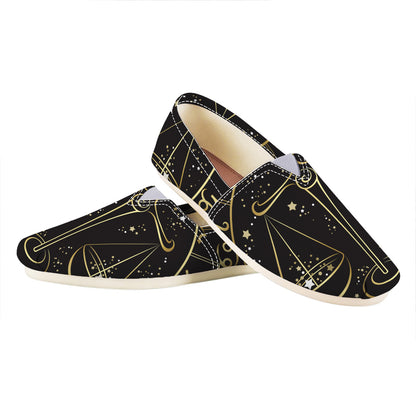Gold And Black Libra Sign Print Casual Shoes