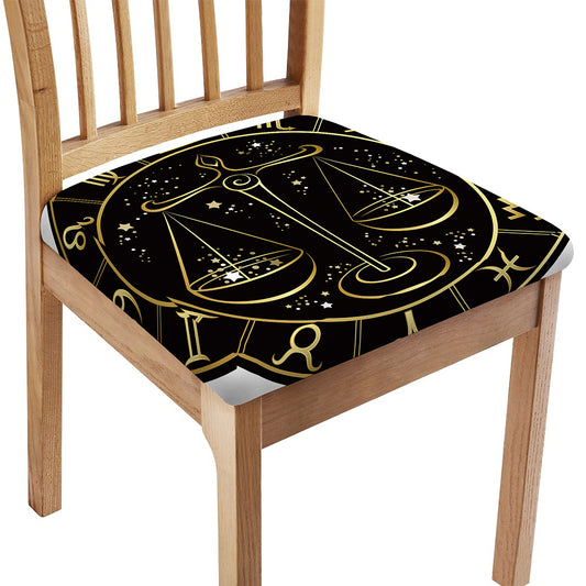 Gold And Black Libra Sign Print Chair Cushion Cover