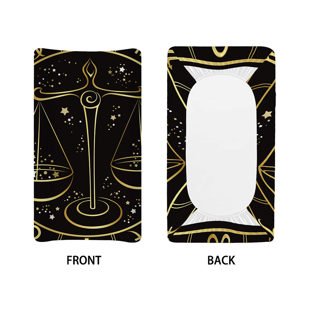 Gold And Black Libra Sign Print Changing Pad Cover