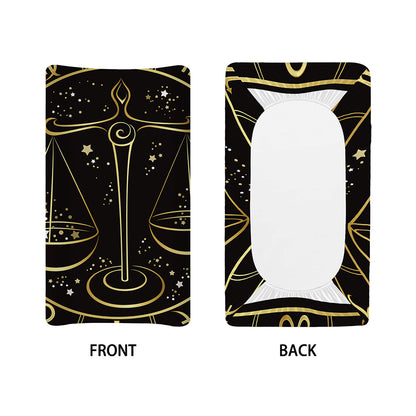 Gold And Black Libra Sign Print Changing Pad Cover