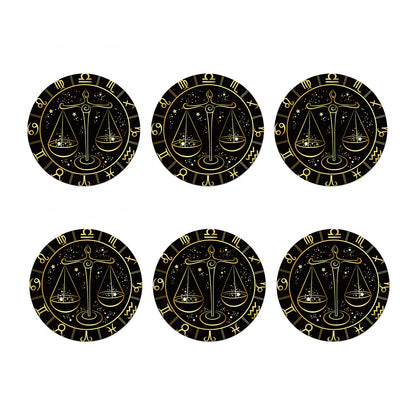 Gold And Black Libra Sign Print Coaster Set