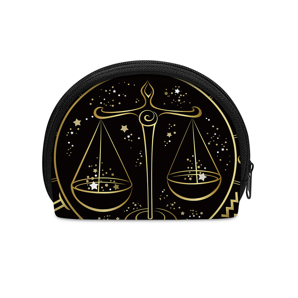 Gold And Black Libra Sign Print Coin Purse