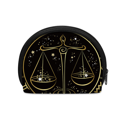 Gold And Black Libra Sign Print Coin Purse