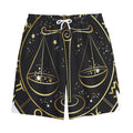 Gold And Black Libra Sign Print Cotton Shorts