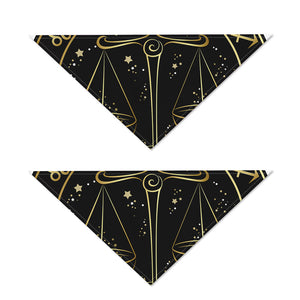 Gold And Black Libra Sign Print Dog Bandana