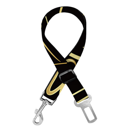 Gold And Black Libra Sign Print Dog Seat Belt
