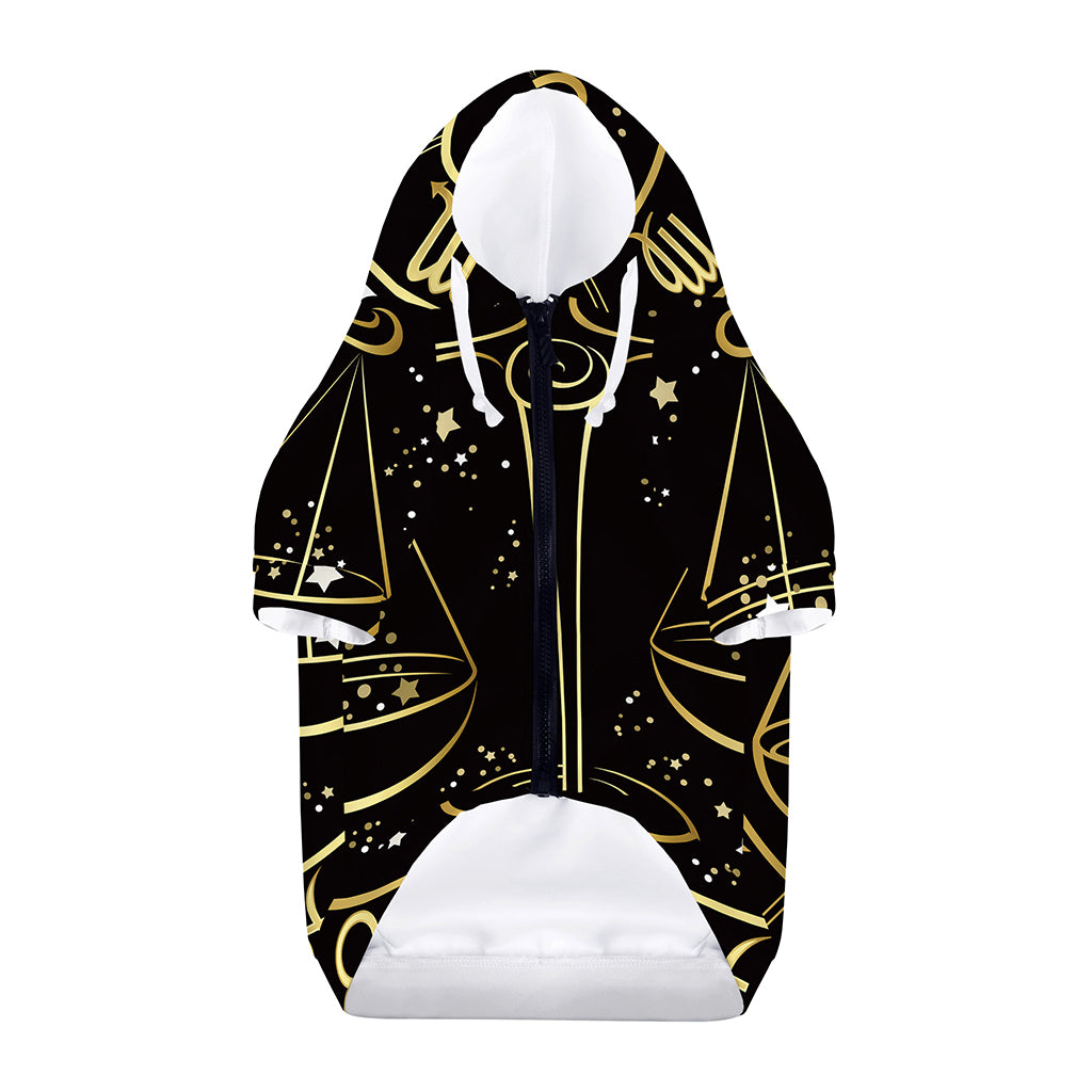 Gold And Black Libra Sign Print Dog Zip Up Hoodie