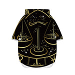Gold And Black Libra Sign Print Dog Zip Up Hoodie
