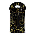 Gold And Black Libra Sign Print Double Neoprene Wine Tote