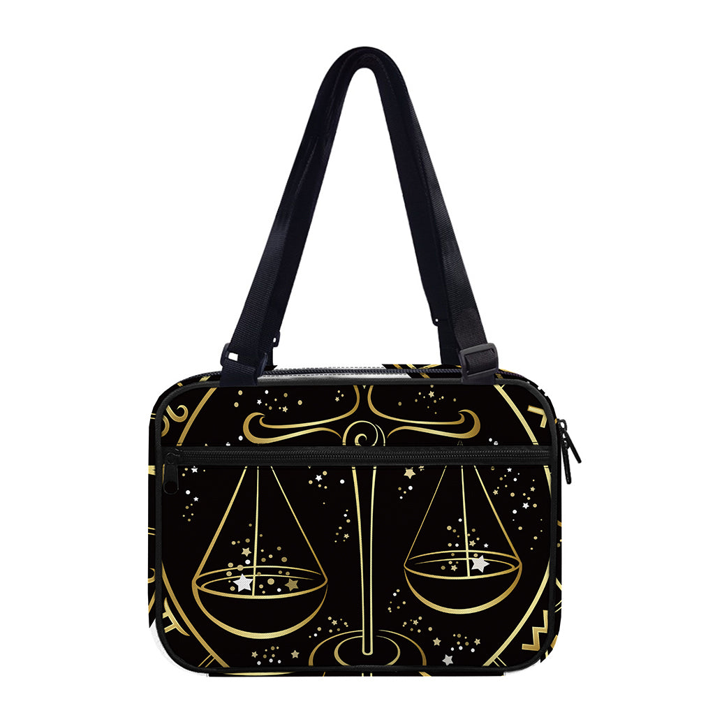 Gold And Black Libra Sign Print Double Strap Bible Bag