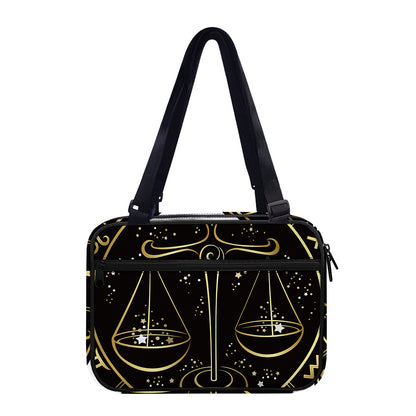 Gold And Black Libra Sign Print Double Strap Bible Bag