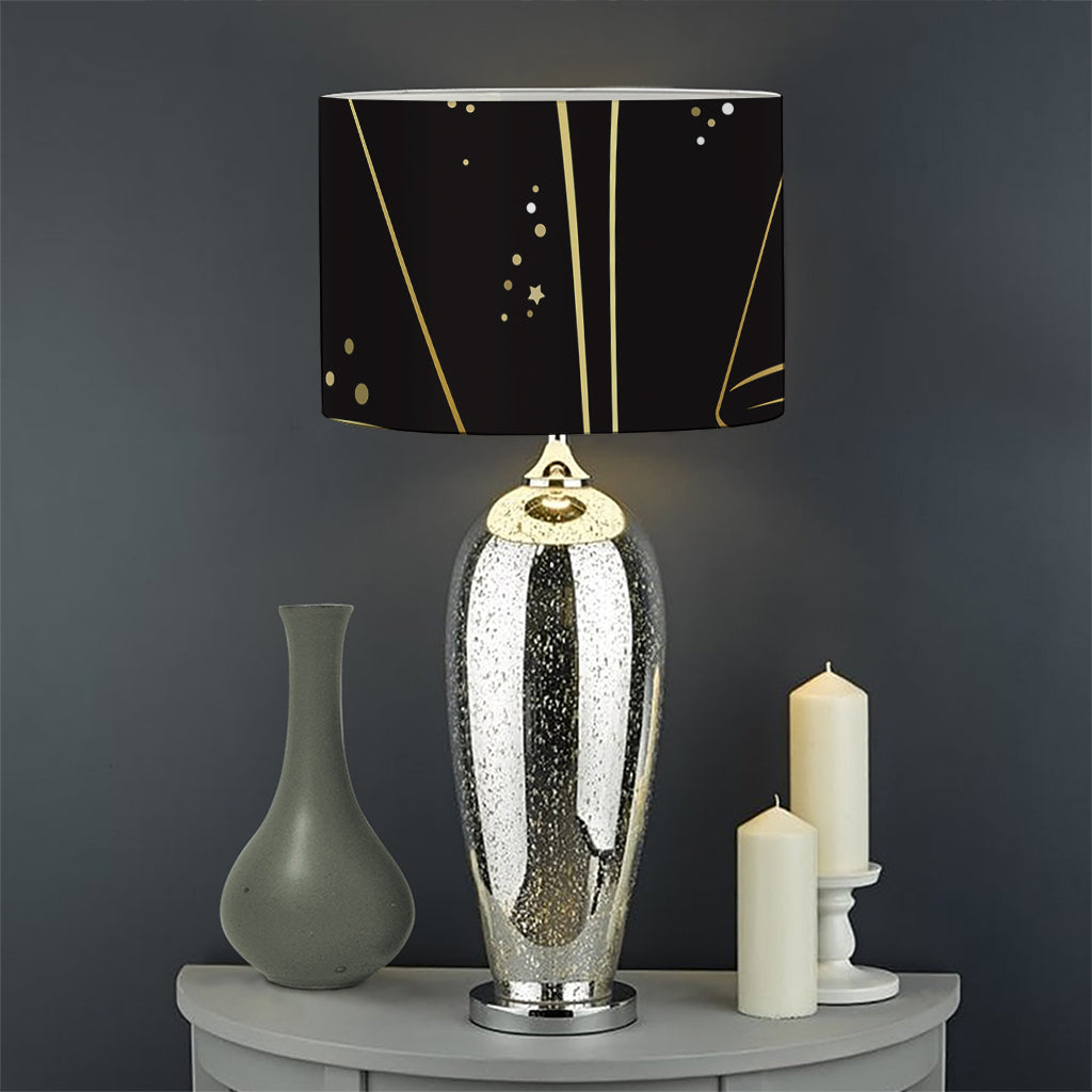 Gold And Black Libra Sign Print Drum Lamp Shade