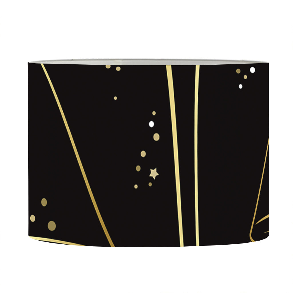 Gold And Black Libra Sign Print Drum Lamp Shade