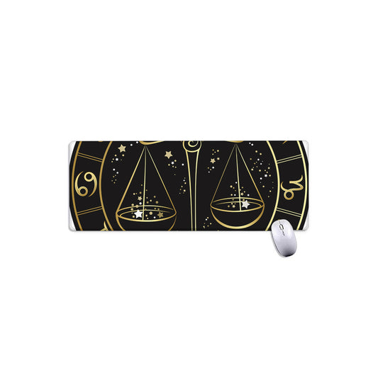 Gold And Black Libra Sign Print Extended Mouse Pad