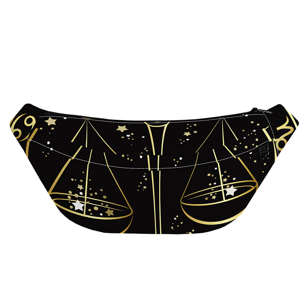 Gold And Black Libra Sign Print Fanny Pack
